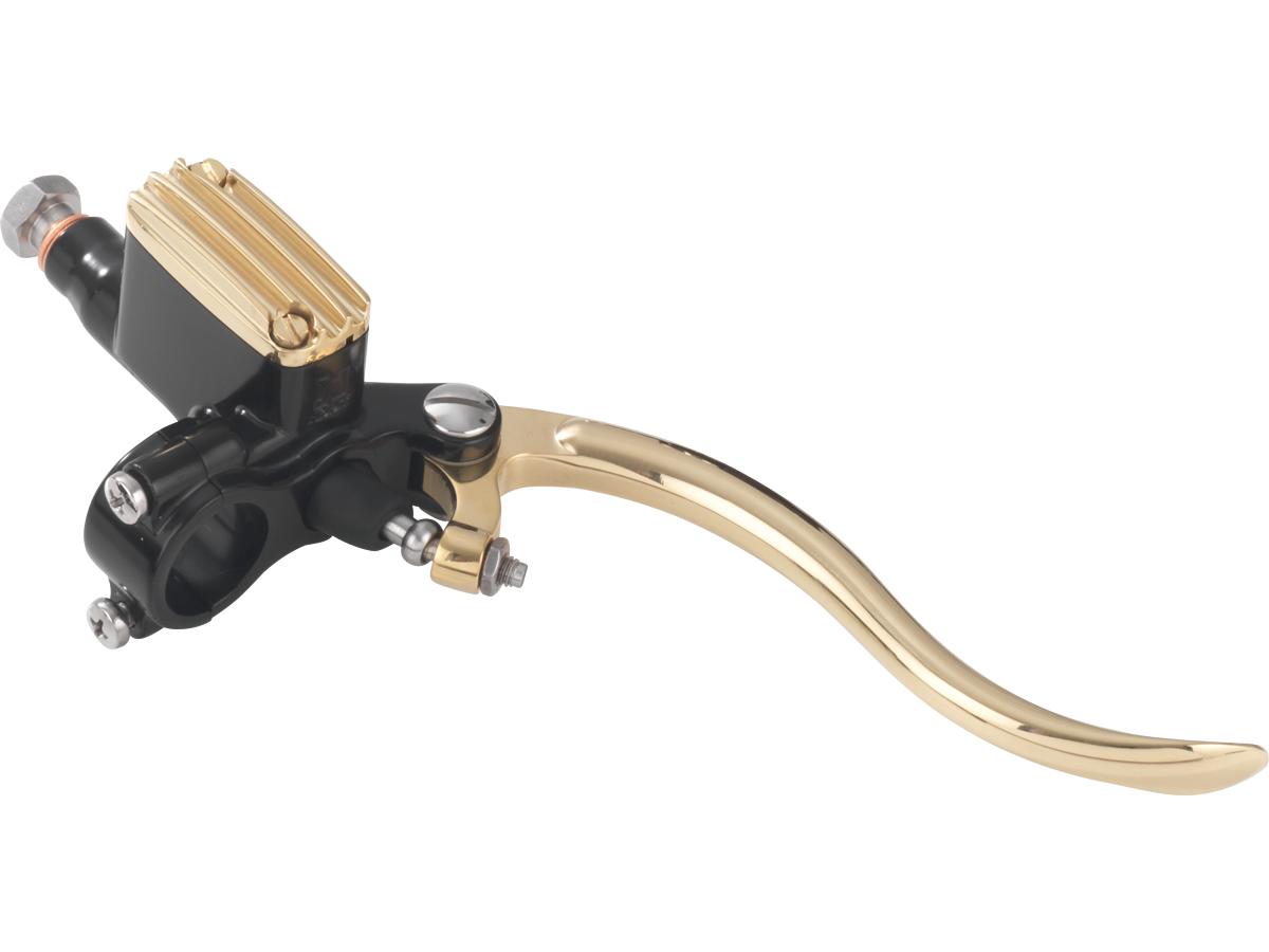 Kustom Tech Deluxe Brake Master Cylinder Kit Brass Polished Lever And Master Cylinder Cover Black 12 Mm 1" Single Disc Kustom Tech Default Title