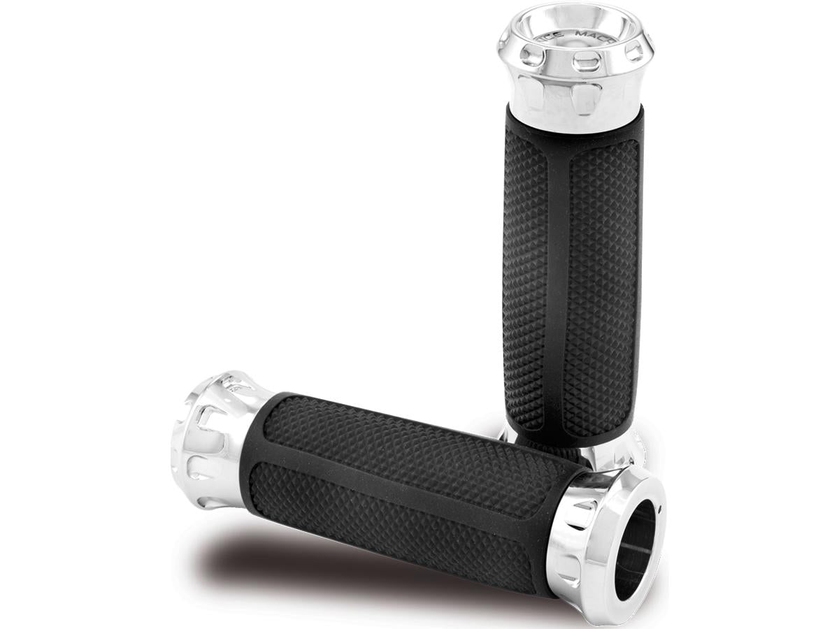 Performance Machine Overdrive Grips Chrome 1" Throttle By Wire Performance Machine Default Title