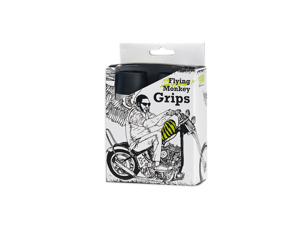 Lowbrow Flying Monkey Grips Black White 1" Throttle By Wire Throttle Cables Lowbrow