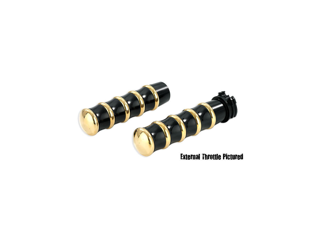 Kustom Tech Vintage Grips Black Brass 1" Internal Throttle Kustom Tech