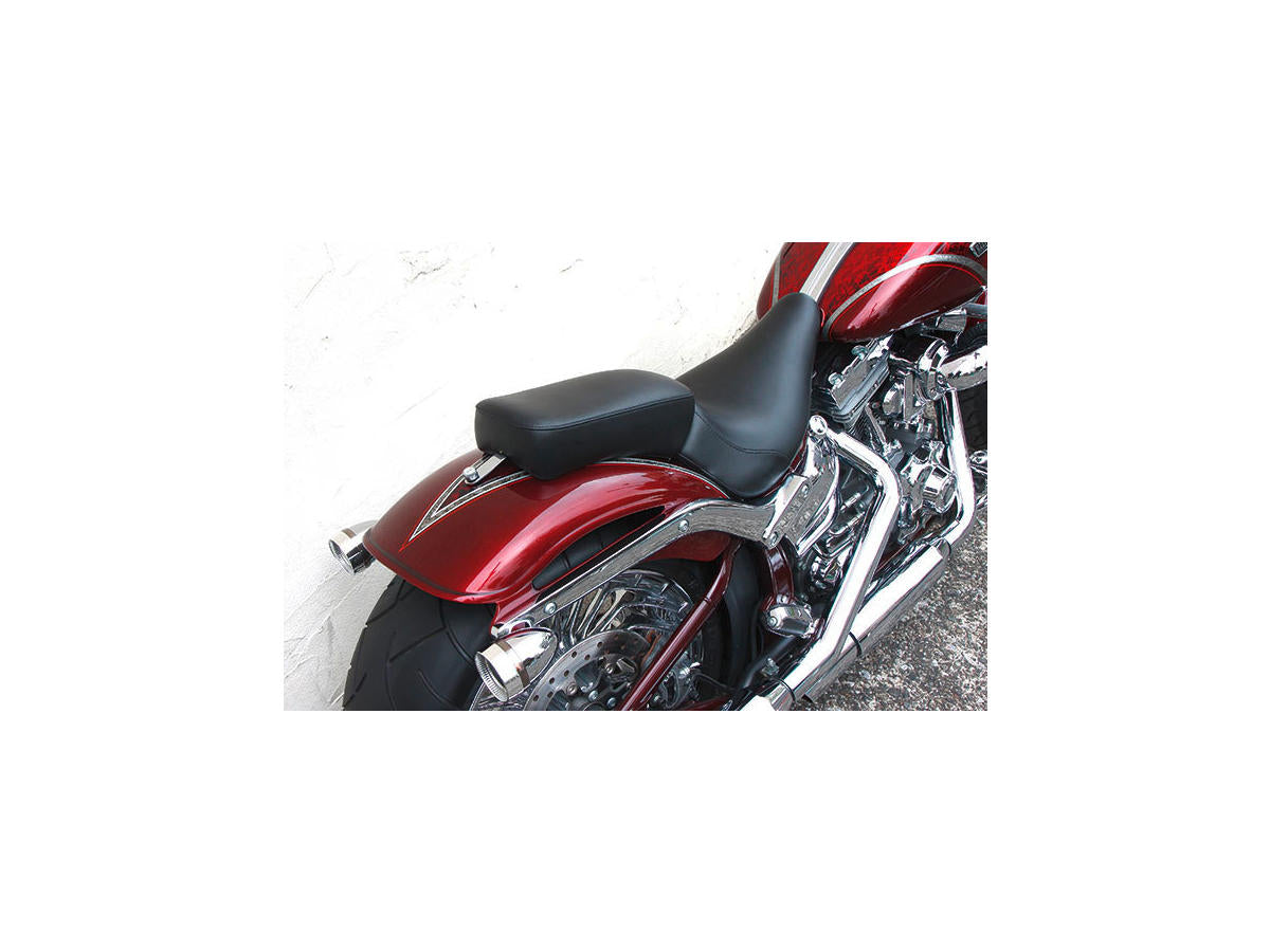 Custom Pilion Pad For Breakout Smooth Black Synthetic Leather Urethane Holy Death Motorcycle Co.