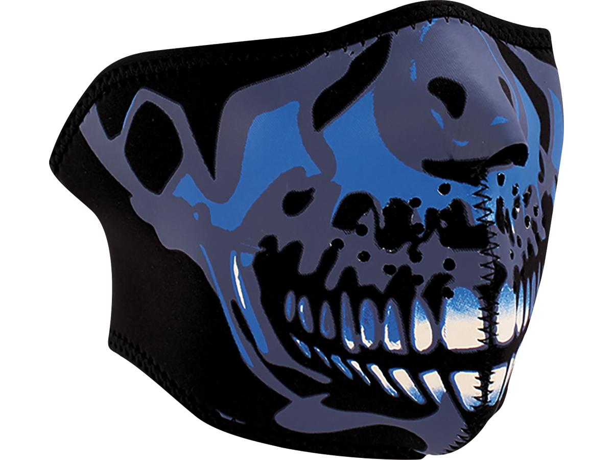 Zan Headgear Blue Chrome Skull Neoprene Full Face Mask Zan Headgear Default Title