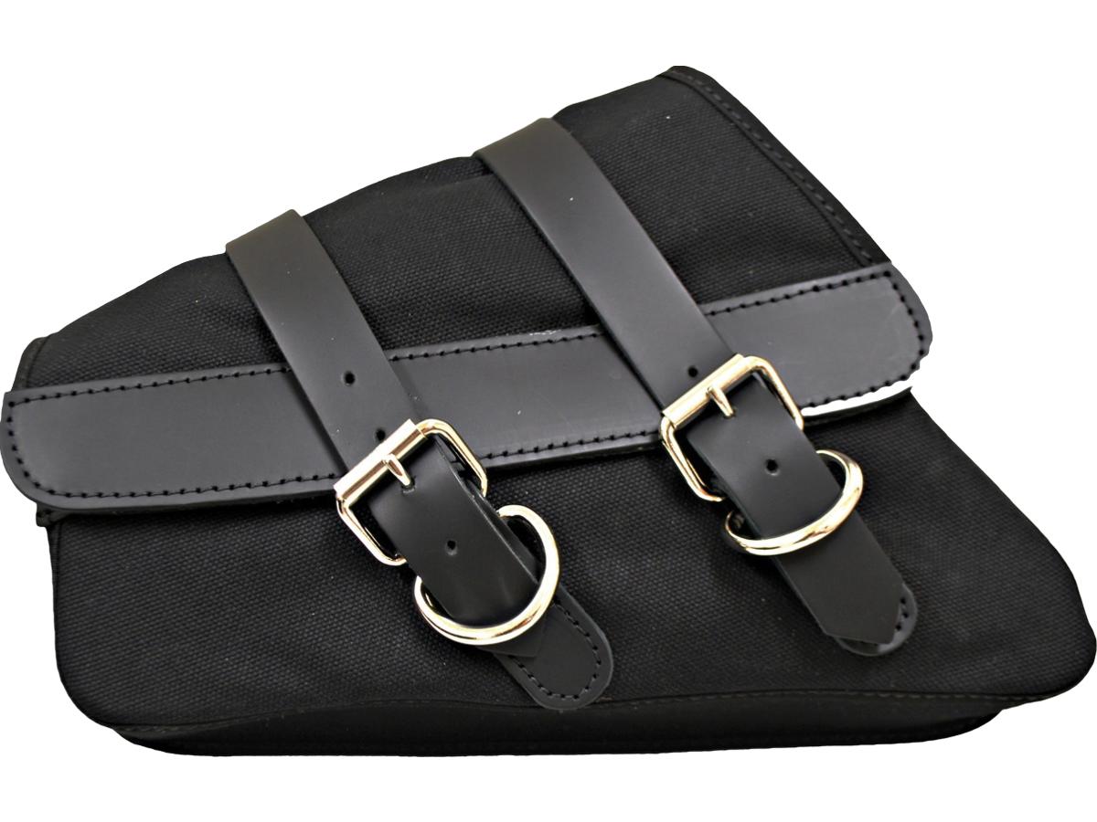 La Rosa Design Canvas Swing Arm Saddle Bag With Black Straps Black Left La Rosa Design Default Title