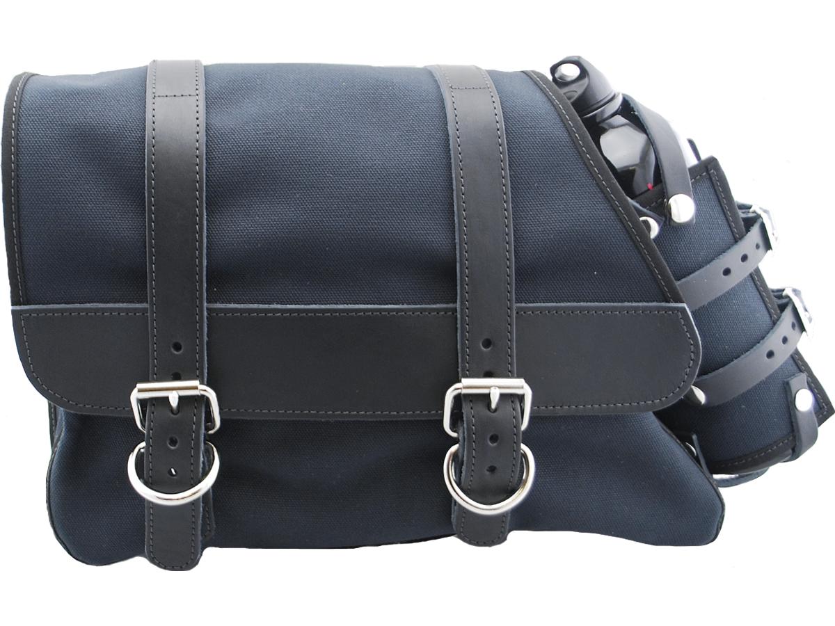 La Rosa Design Canvas Solo Side Bag With Fuel Bottle Strut Mount Black Left La Rosa Design Default Title