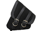 La Rosa Design Canvas Swing Arm Saddle Bag With Black Straps Black Left La Rosa Design Default Title