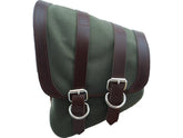 La Rosa Design Canvas Swing Arm Saddle Bag With Black Straps Brown Army Green Left La Rosa Design Default Title