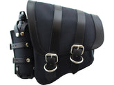 La Rosa Design Canvas Swing Arm Saddle Bag With Bottle With Black Straps Black Left La Rosa Design Default Title