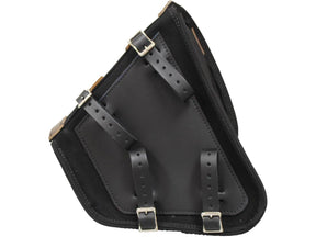 La Rosa Design Canvas Swing Arm Saddle Bag With Bottle With Black Straps Black Left La Rosa Design