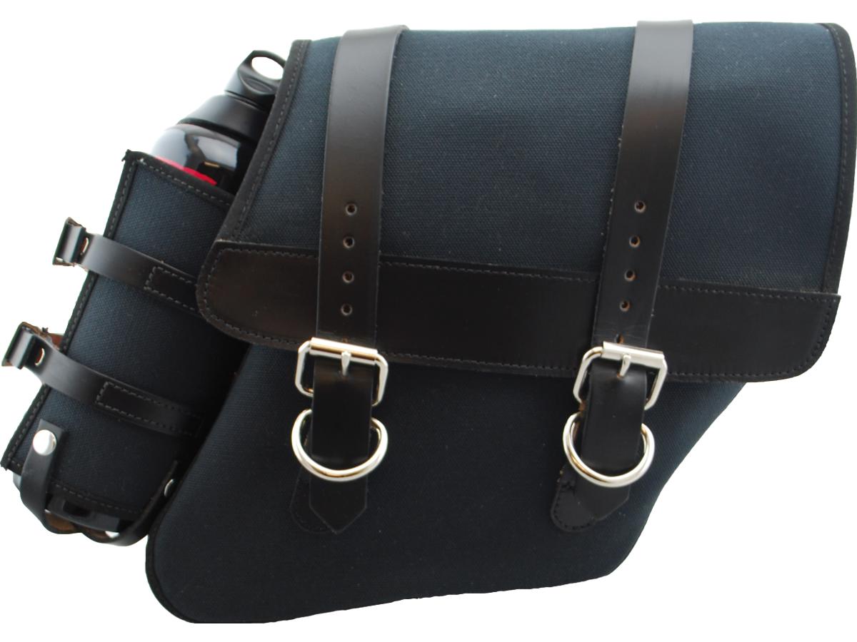 La Rosa Design Canvas Solo Side Bag With Fuel Bottle Strut Mount Black Right La Rosa Design Default Title