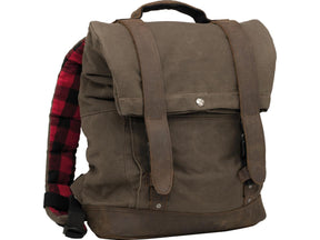 Burly Brand Back Pack, Voyager Luggage, Made Of Wet Waxed Uv Treated Cotton, Leather Paneling Back Pack Dark Oak Burly Brand