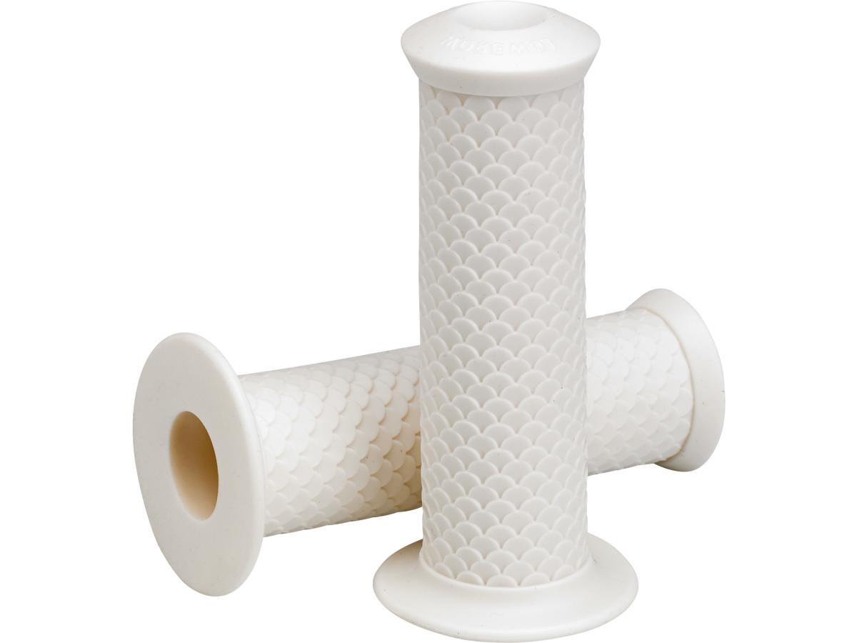 Lowbrow Fish Scale Grips White 7/8" Throttle By Wire Throttle Cables Lowbrow Default Title