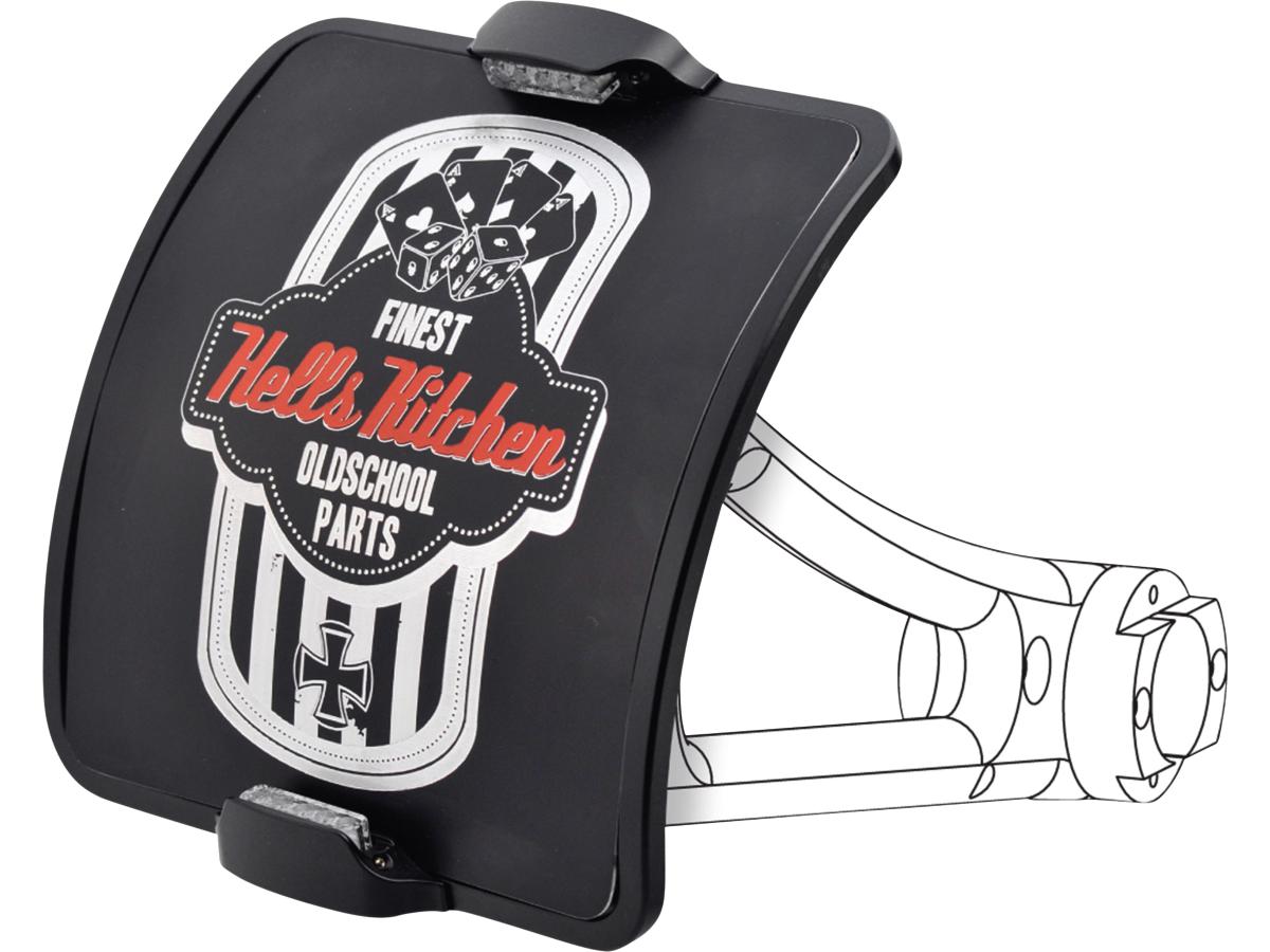 Hells Kitchen Choppers Twice Clamp License Plate Base Plate Germany 200x180mm, Including License Plate Light, For Show Use Only Black Hells Kitchen Choppers Default Title