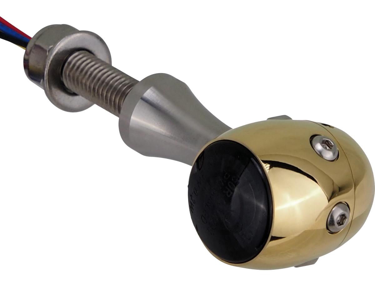 Hells Kitchen Choppers Retro Led Turn Signal/Taillight/Brake Light V2 A Polished Stem Brass Polished Brass Polished Smoke Hells Kitchen Choppers Default Title