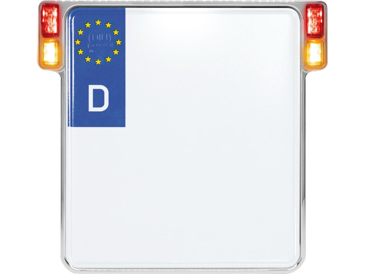 Heinz Bikes All Inn 2.0 License Plate Base Plate Turn Signal/Brake Light/Taillight, German Size 200x180mm Chrome Heinz Bikes Default Title