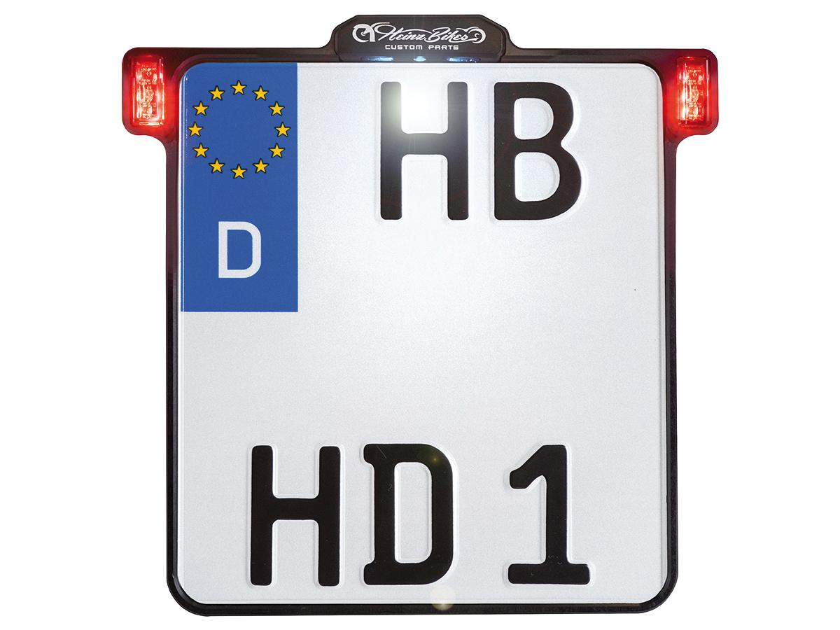 Heinz Bikes All Inn 2.0 License Plate Base Plate Brake Light/Taillight And License Plate Light, German Size 200x180mm Black Anodized Heinz Bikes Default Title