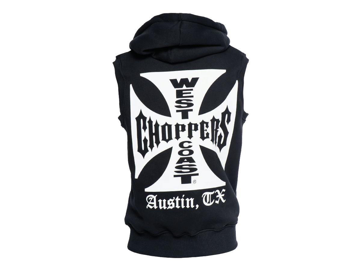 West Coast Choppers Iron Cross Sleeveless Hoodie West Coast Choppers
