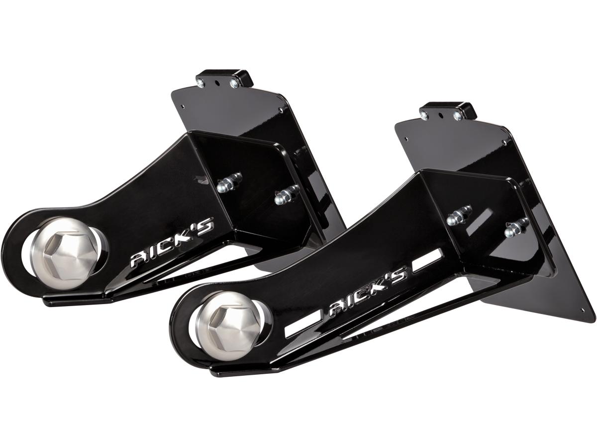 Ricks Motorcycles Long License Plate Side Mount Kit For Softail M8 Long, German Specification Black Anodized Ricks Motorcycles