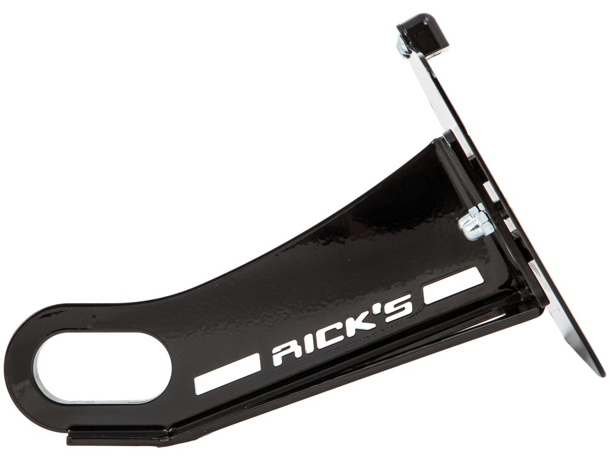 Ricks Motorcycles Long License Plate Side Mount Kit For Softail M8 Long, Swiss Specification Black Anodized Ricks Motorcycles