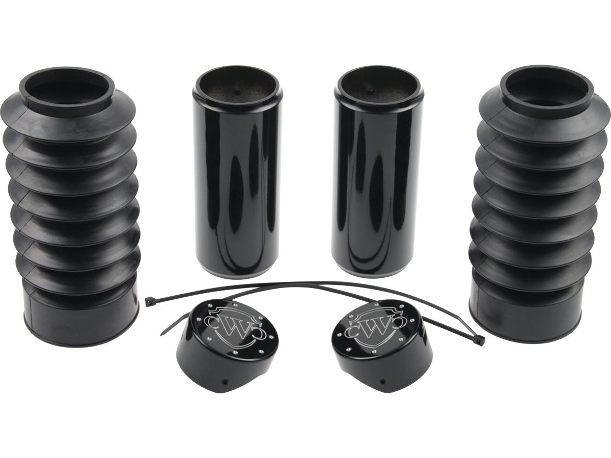 Cult Werk 6 Piece Fork Covers With Lower Fork Rubbers With Cult Werk Logo Black Gloss Powder Coated Cult Werk Default Title