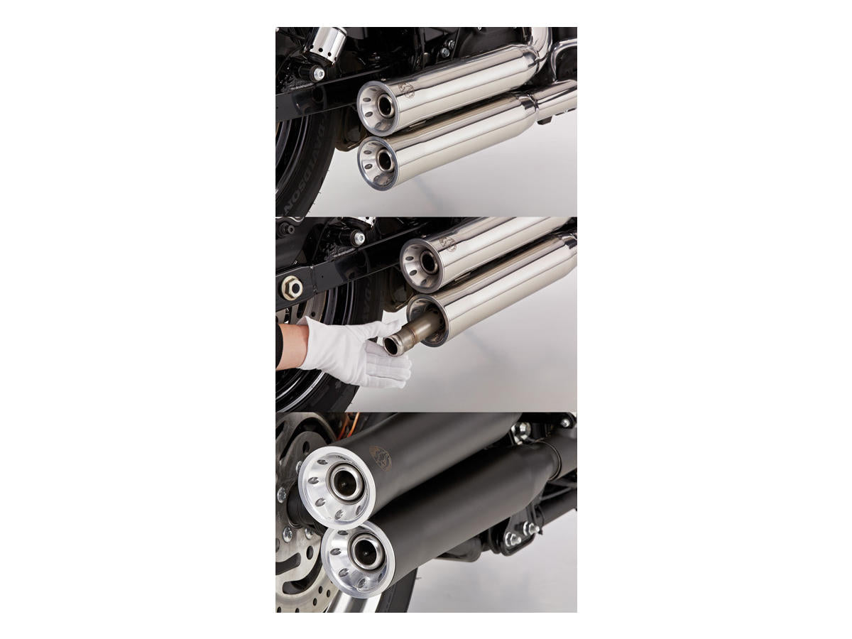 Falcon Double Groove Slip On Mufflers Black Satin Falcon