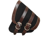 La Rosa Design Canvas Swing Arm Saddle Bag With Brown Straps Black Brown Left La Rosa Design Default Title