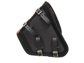 La Rosa Design Canvas Swing Arm Saddle Bag With Brown Straps Black Brown Left La Rosa Design