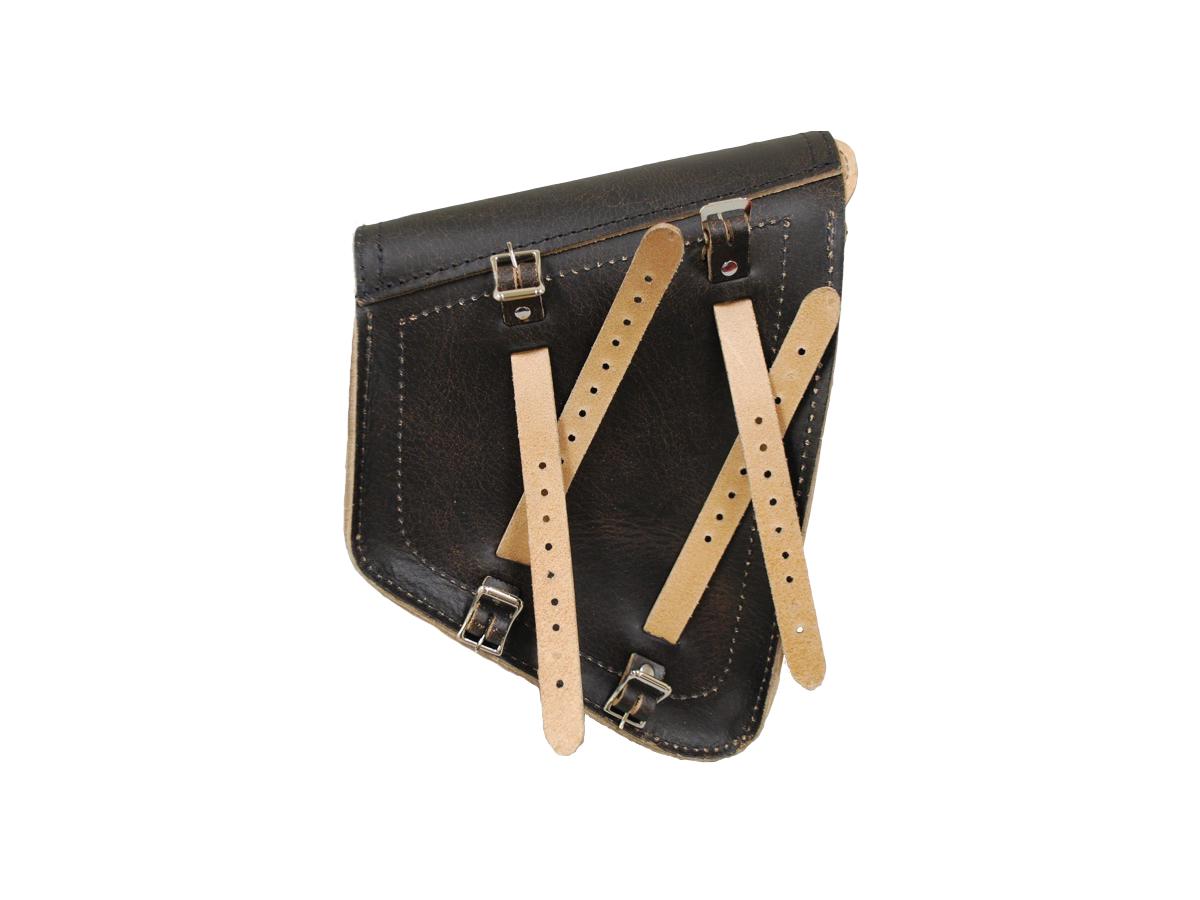 La Rosa Design Solo Swingarm Saddle Bag With Front Wide Strap Rustic Brown Left La Rosa Design