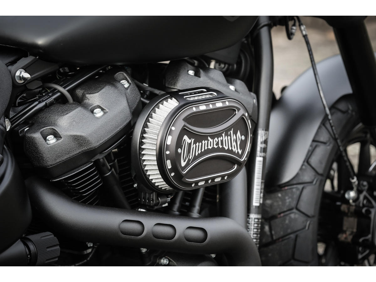 Thunderbike Oval Airbox Air Cleaner Kit Flat Black Thunderbike