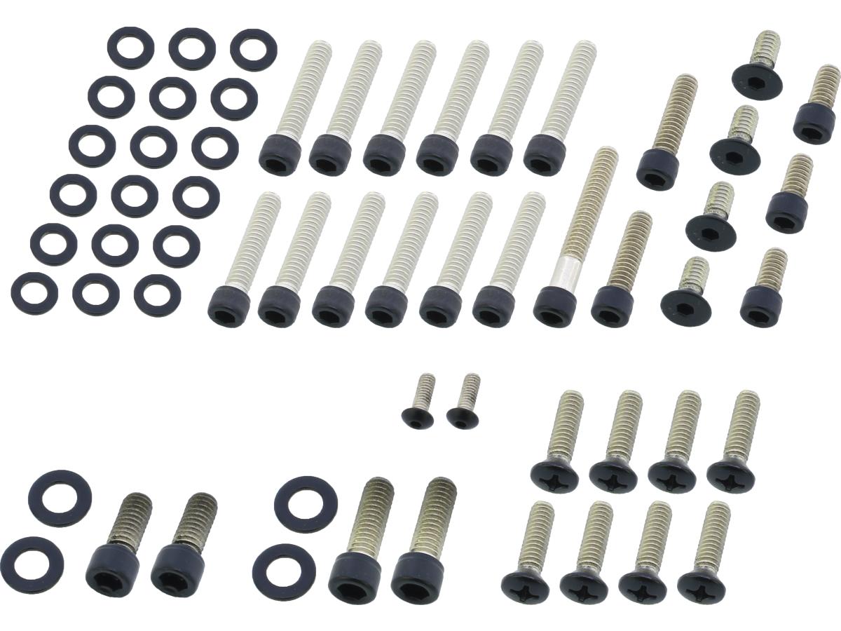 Screws4 Bikes Complete Engine Screw Kit Screws For Fl Shovel Primary Cover, Inspection Cover, Cam Cover, Piont Cover, Lifterbase Satin Black Powder Coated Screws4 Bikes Default Title