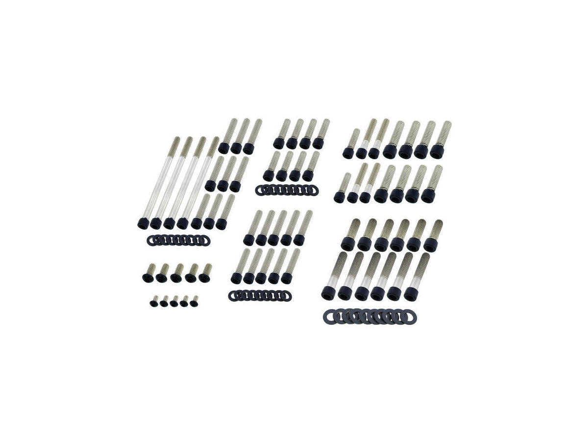 Screws4 Bikes Complete Engine Screw Kit Screws For Touring Primary , Cam , Inspection , Derby , Timer , Tranny Side Cover, Rockerboxes, Lifterbase Satin Black Powder Coated Screws4 Bikes Default Title