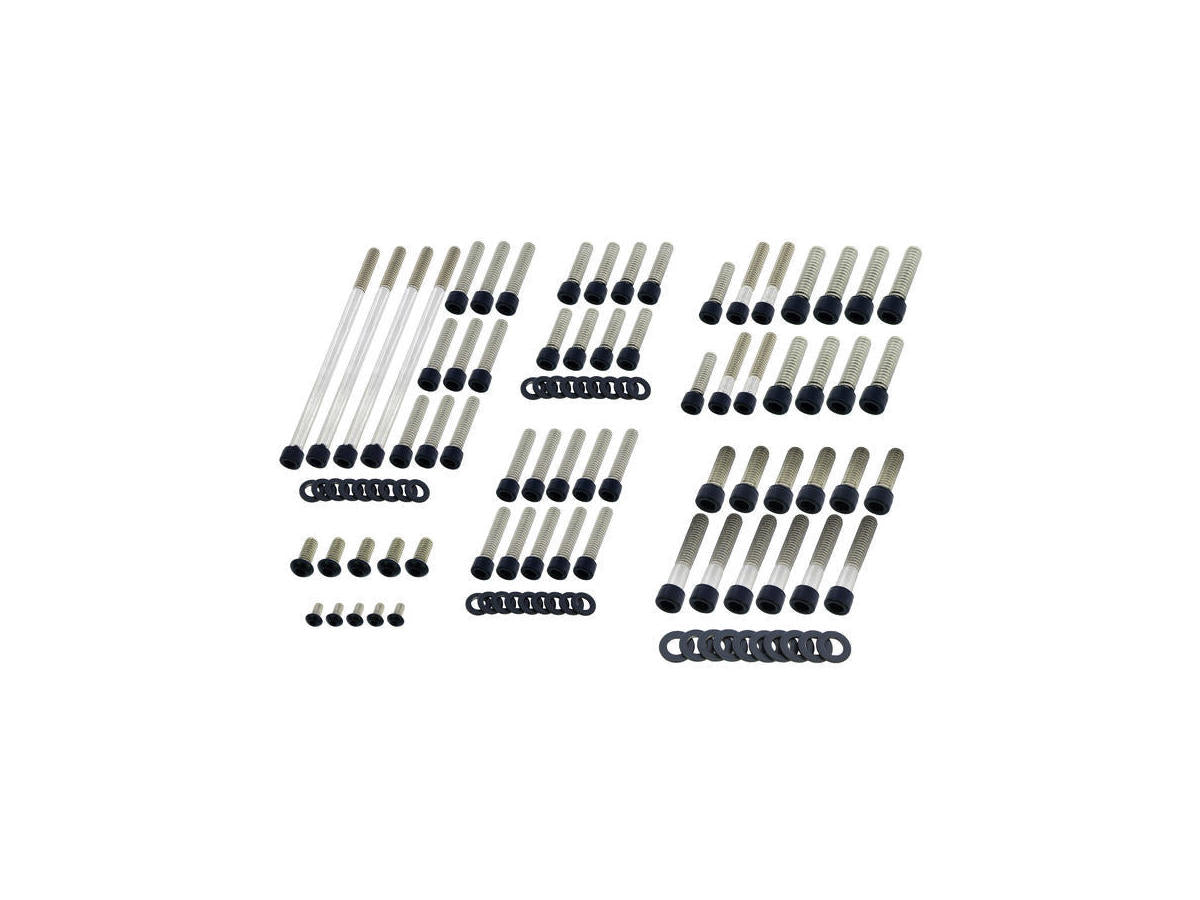 Screws4 Bikes Complete Engine Screw Kit Screws For Touring Primary , Cam , Derby , Timer , Tranny Side Cover, Rockerboxes, Lifterbase Satin Black Powder Coated Screws4 Bikes Default Title