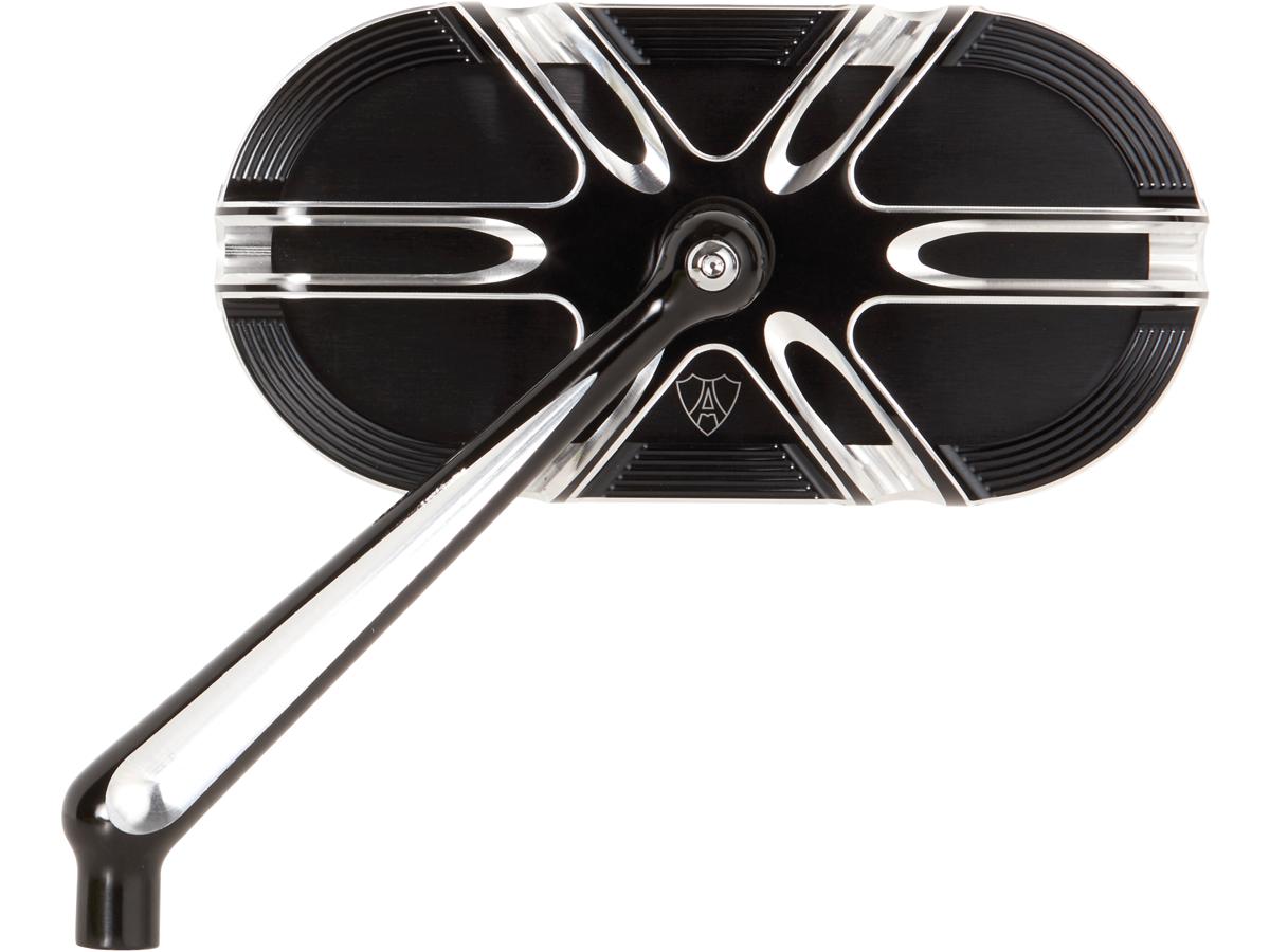 Arlen Ness Deep Cut Caged Series Forged Billet Mirror Black Anodized Left Arlen Ness Default Title