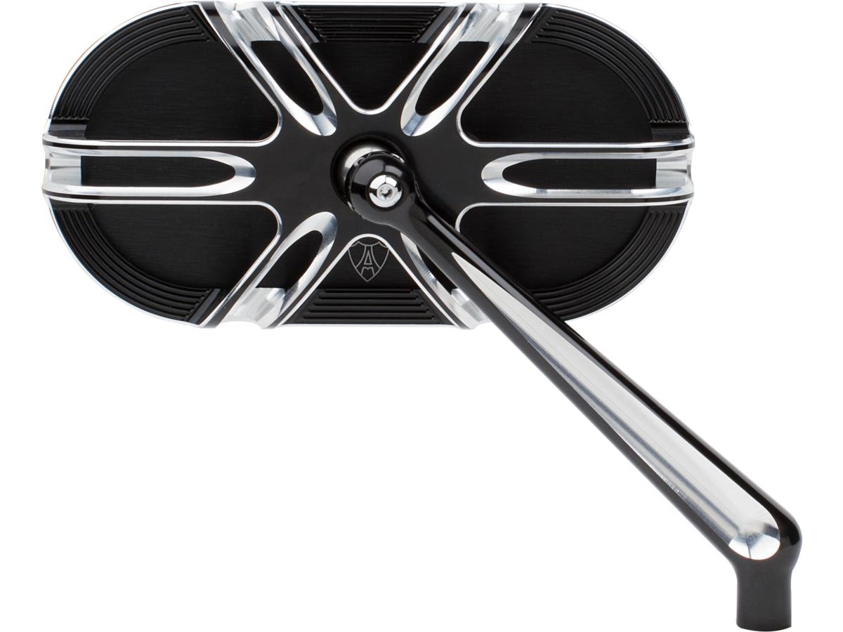 Arlen Ness Deep Cut Caged Series Forged Billet Mirror Black Anodized Right Arlen Ness Default Title