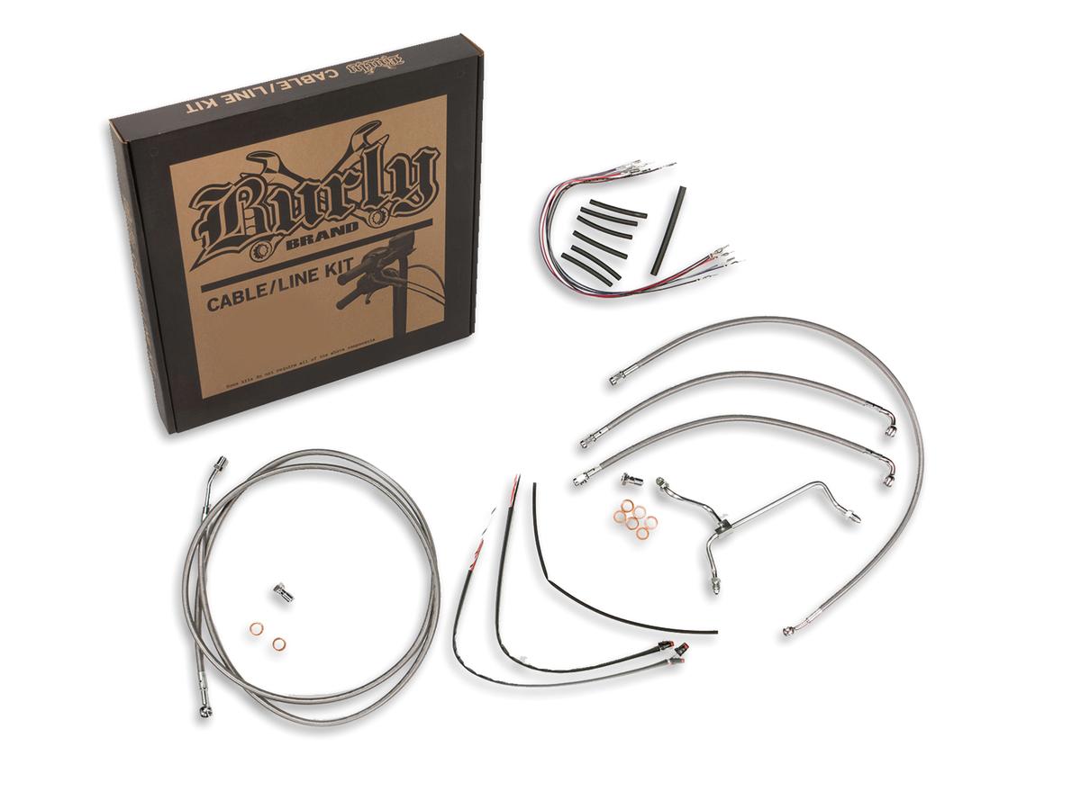 Burly Brand 13" Bagger Bar Cable Kit Stainless Steel Clear Coated Non Abs Burly Brand Default Title