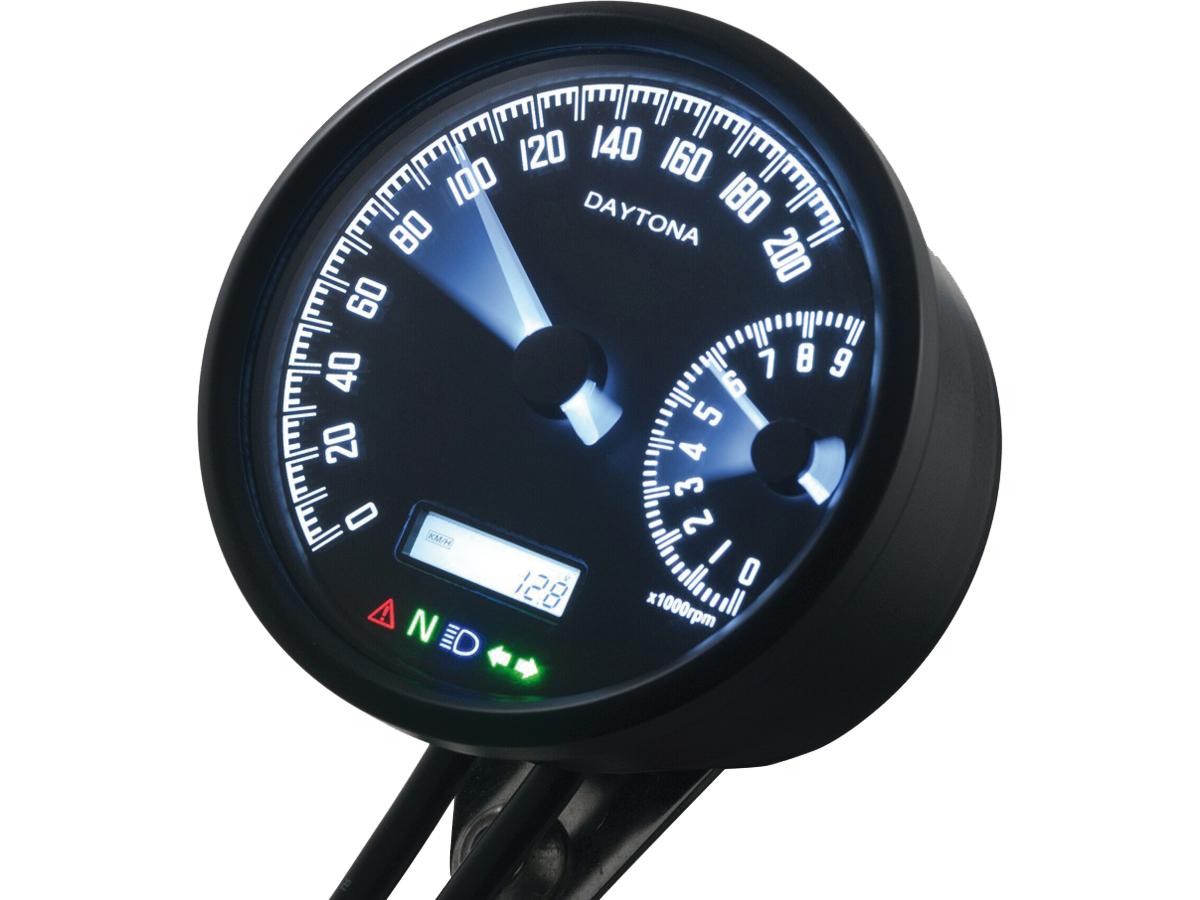 Daytona Japan Velona W Speedometer, Tachometer Scale: 200; Scale Color: Black Black Powder Coated 80.0 Mm Daytona Japan