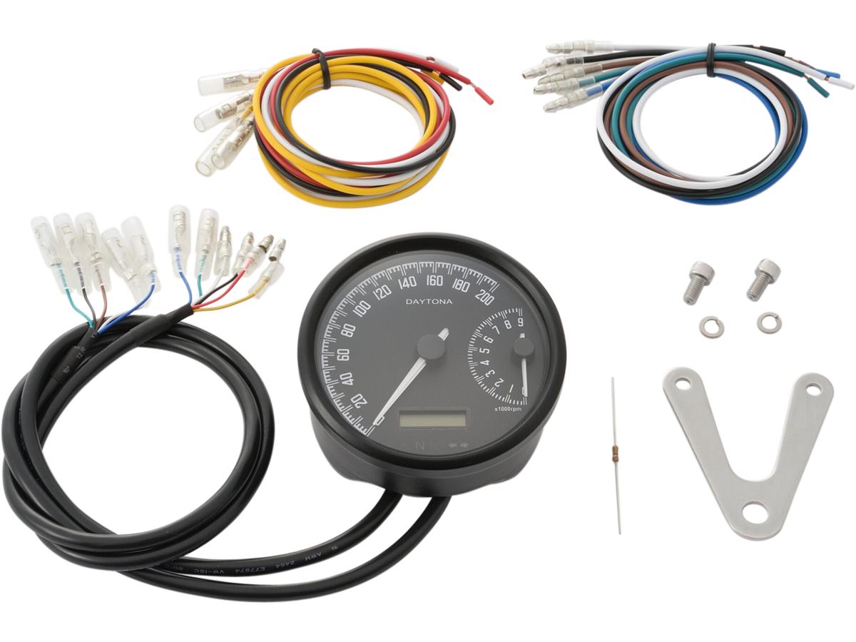Daytona Japan Velona W Speedometer, Tachometer Scale: 200; Scale Color: Black Black Powder Coated 80.0 Mm Daytona Japan