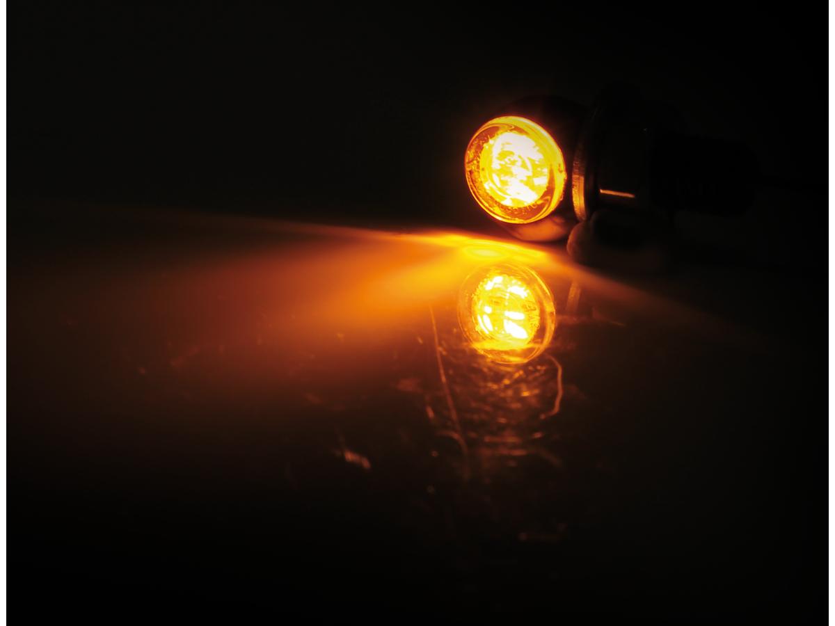 Highsider Proton Two Led Turn Signal/Position Light Led, Tinted Lens, Black Metal Housing Black Smoke Led Highsider