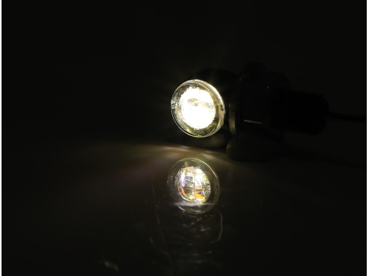 Highsider Proton Two Led Turn Signal/Position Light Led, Tinted Lens, Black Metal Housing Black Smoke Led Highsider