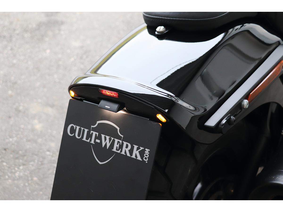 Cult Werk License Plate Bracket Kit For Fat Bob With Brake /Taillight And License Plate Light Black Powder Coated Cult Werk