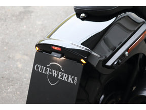 Cult Werk License Plate Bracket Kit For Fat Bob With Brake /Taillight And License Plate Light Black Powder Coated Cult Werk