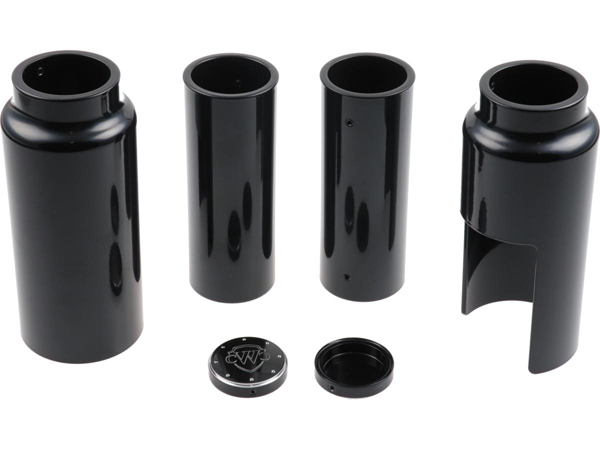 Cult Werk 6 Piece Fork Covers With Lower Fork Aluminum Covers With Cult Werk Logo Gloss Black Powder Coated Cult Werk Default Title