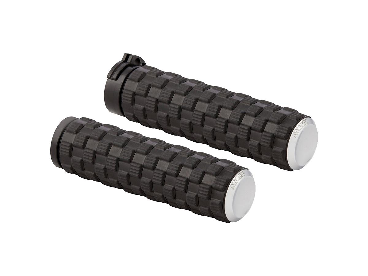 Arlen Ness Air Trax Grips Black Rubber, Chrome Endcaps 1" Throttle By Wire Arlen Ness Default Title
