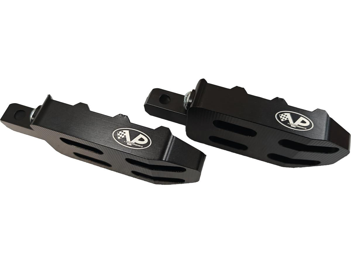 V Performance Pilot Twin Foot Peg Set Black Cut Anodized V Performance