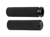 Arlen Ness Knurled Fusion Grips Black Rubber, Black Endcap 1" Throttle Cables Arlen Ness Default Title