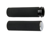 Arlen Ness Knurled Fusion Grips Black Rubber, Chrome Endcap 1" Throttle By Wire Arlen Ness Default Title