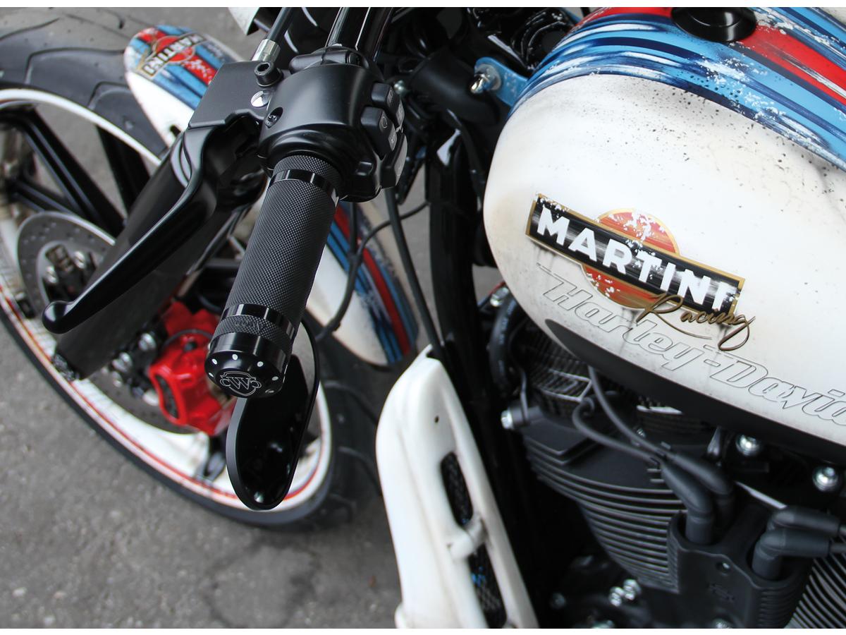 Cult Werk Logo Grips Black Powder Coated 1" Throttle By Wire Cult Werk