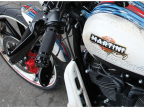 Cult Werk Logo Grips Black Powder Coated 1" Throttle By Wire Cult Werk