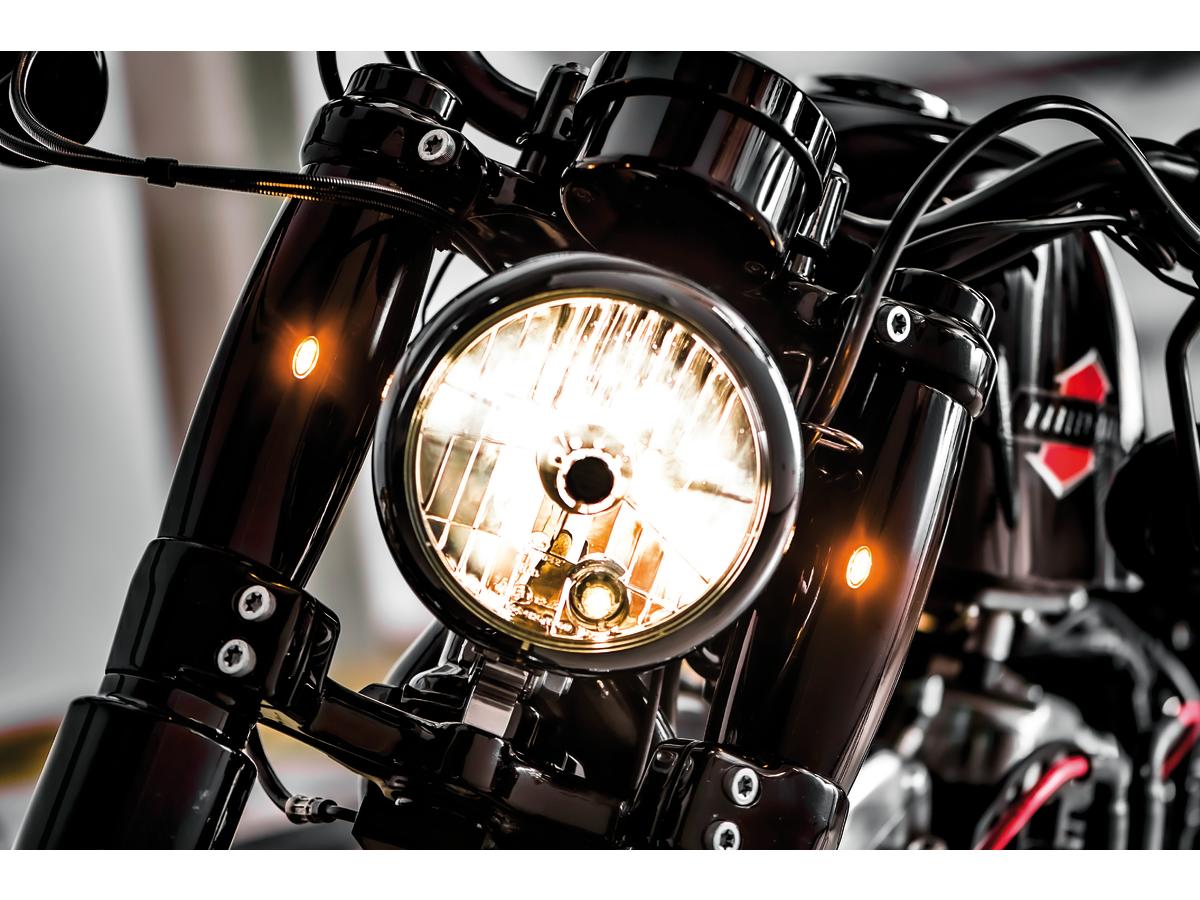 Flywheel Design Athene Upper Fork Covers With Integrated Turn Signals Black Powder Coated Satin Flywheel Design