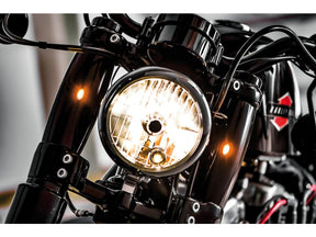 Flywheel Design Athene Upper Fork Covers With Integrated Turn Signals Black Powder Coated Satin Flywheel Design