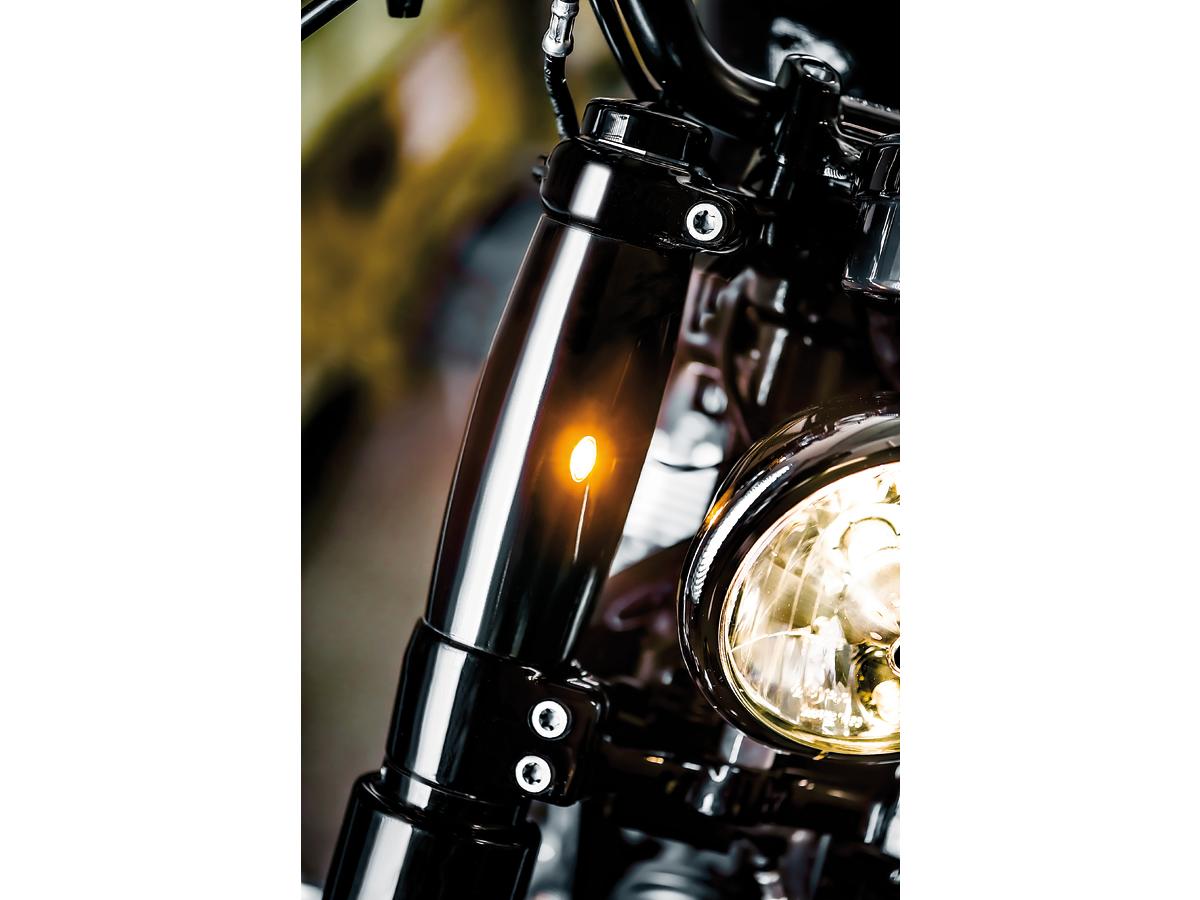 Flywheel Design Athene Upper Fork Covers With Integrated Turn Signals Black Powder Coated Satin Flywheel Design